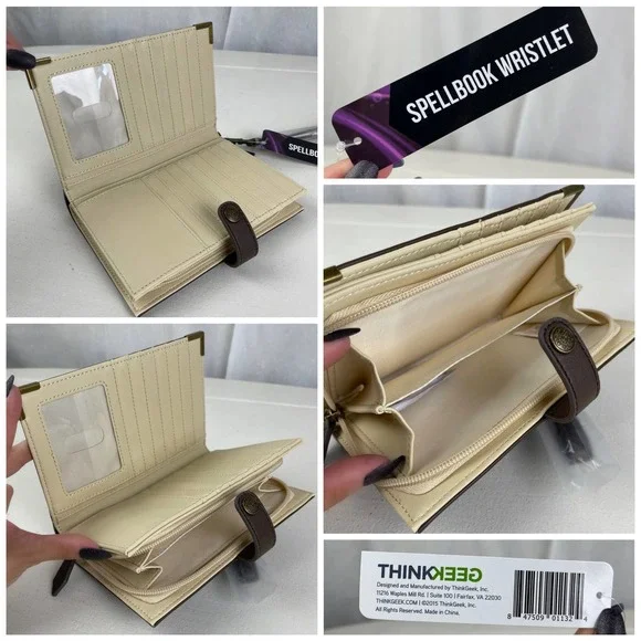 🚫SOLD🚫 NWT Think Geek Spellbook Billfold Wallet SOLD OUT Brown Faux Leather - Picture 15 of 16